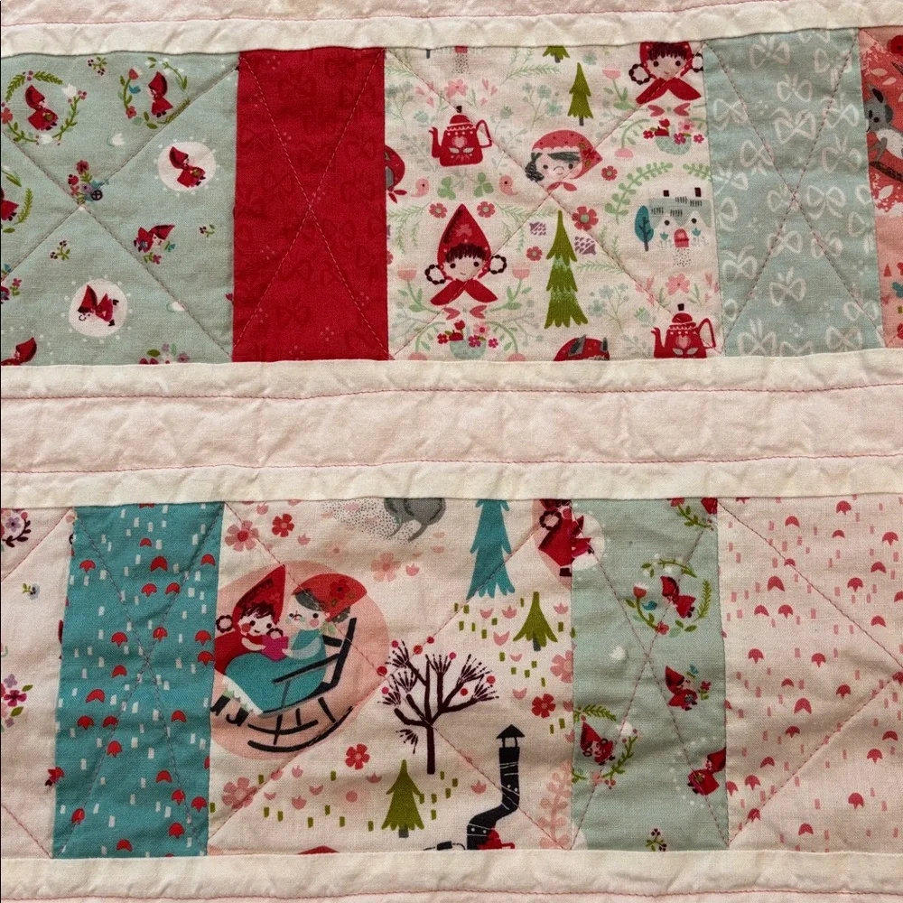 LITTLE RED RIDING HOOD Quilting Square Baby Blanket Girl